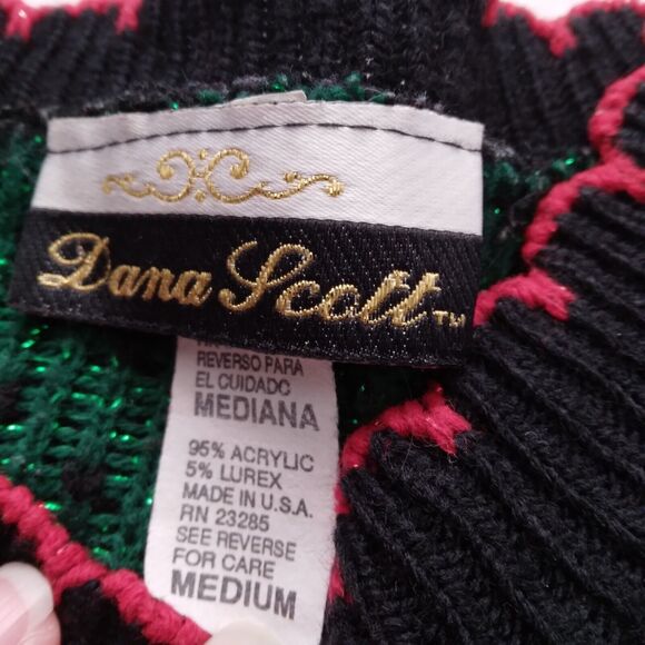 Vntg Dana Scott Sweater Metallic Holiday Christmas Grannycore USA Womens Medium - Picture 7 of 9